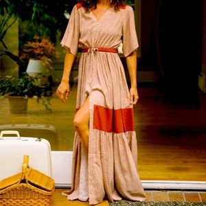 Jackson Rowe Beige and Red Maxi Dress